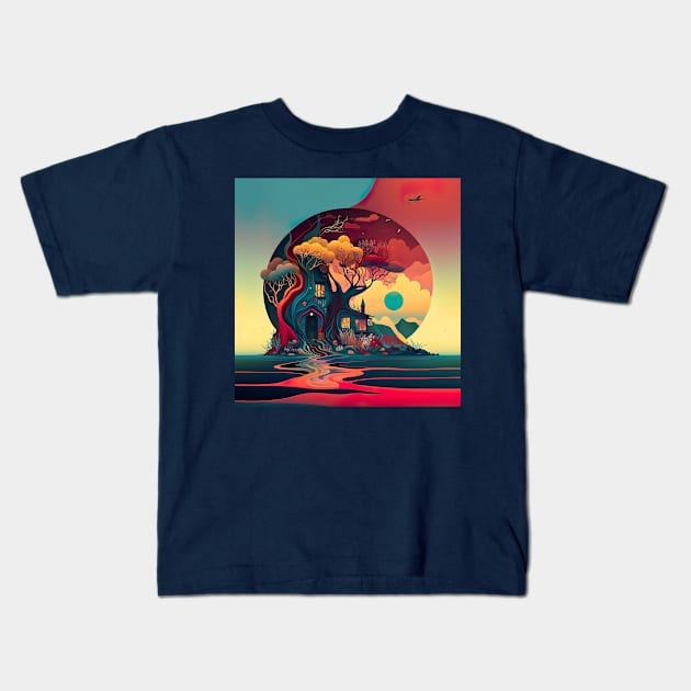 Colorful Landscape Design Kids T-Shirt by FashionPulse